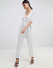 ASOS DESIGN wrap jumpsuit with self belt in stripe at asos com at Asos